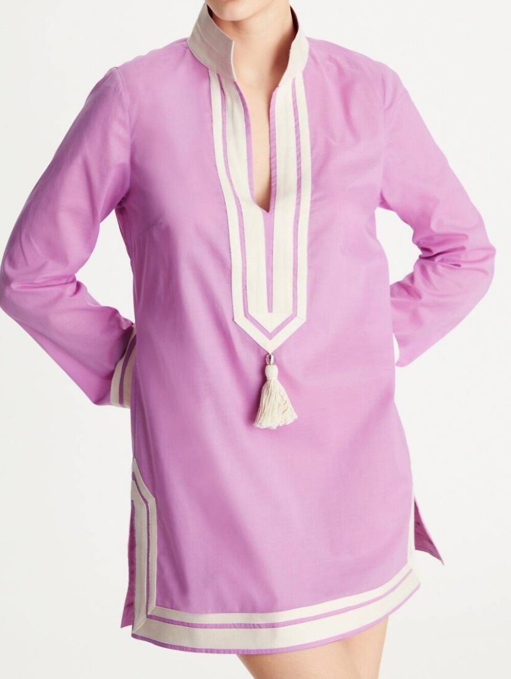 Tory Burch Lavender Pink Tunic with Cream Trim
